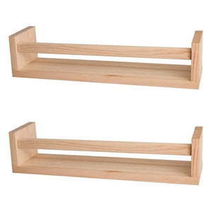 2Pcs Natural Wood Floating Wall Bookshelf for Kids - Nursery Room Shelves - LearnLark Montessori