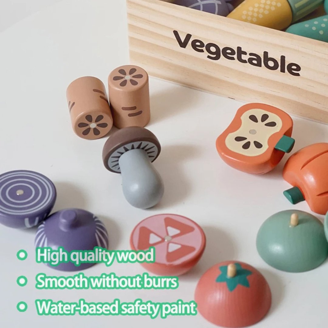 Magnetic Wooden Kitchen Play Set – Pretend Play Food Toys for Kids - LearnLark Montessori