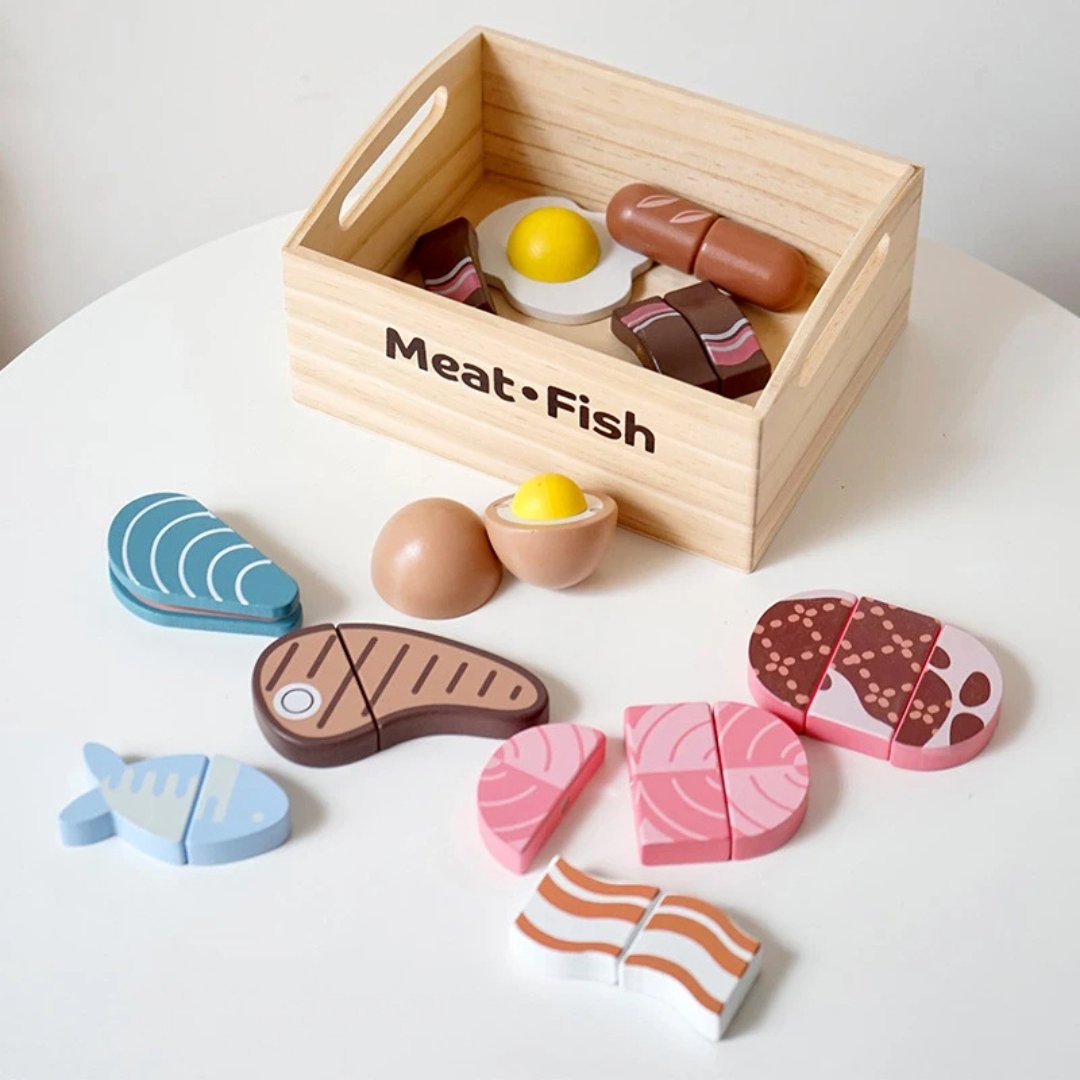 Magnetic Wooden Kitchen Play Set – Pretend Play Food Toys for Kids - LearnLark Montessori