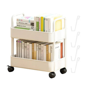 Mobile Bookcase Organizer - 2 - Tier Movable Bookshelf Cart with Wheels - LearnLark Montessori