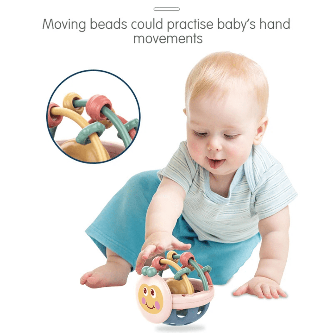 Montessori Catch Ball for 0 - 12 Months Silicone Safety Teether Sensory Baby - LearnLark Montessori