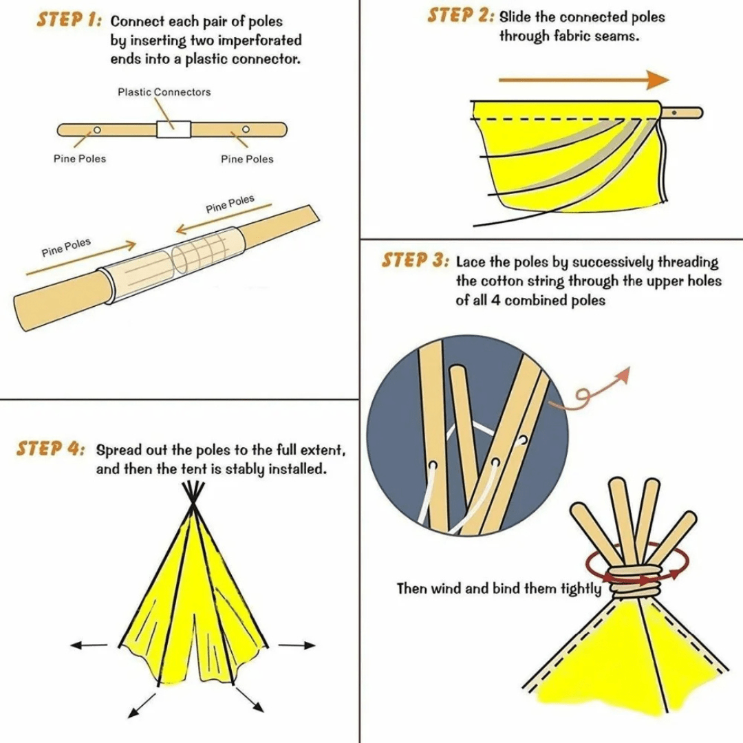 Montessori kids Teepee Tent – Portable Playhouse Wigwam for Children’s Indoor Fun - LearnLark Montessori