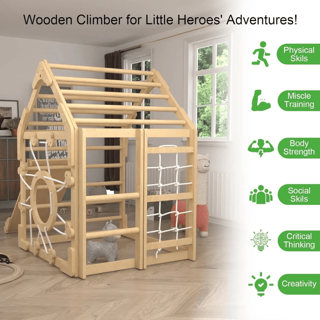 Montessori Pikler Triangle Set – Toddler Indoor Jungle Gym & Climbing Playhouse - LearnLark Montessori