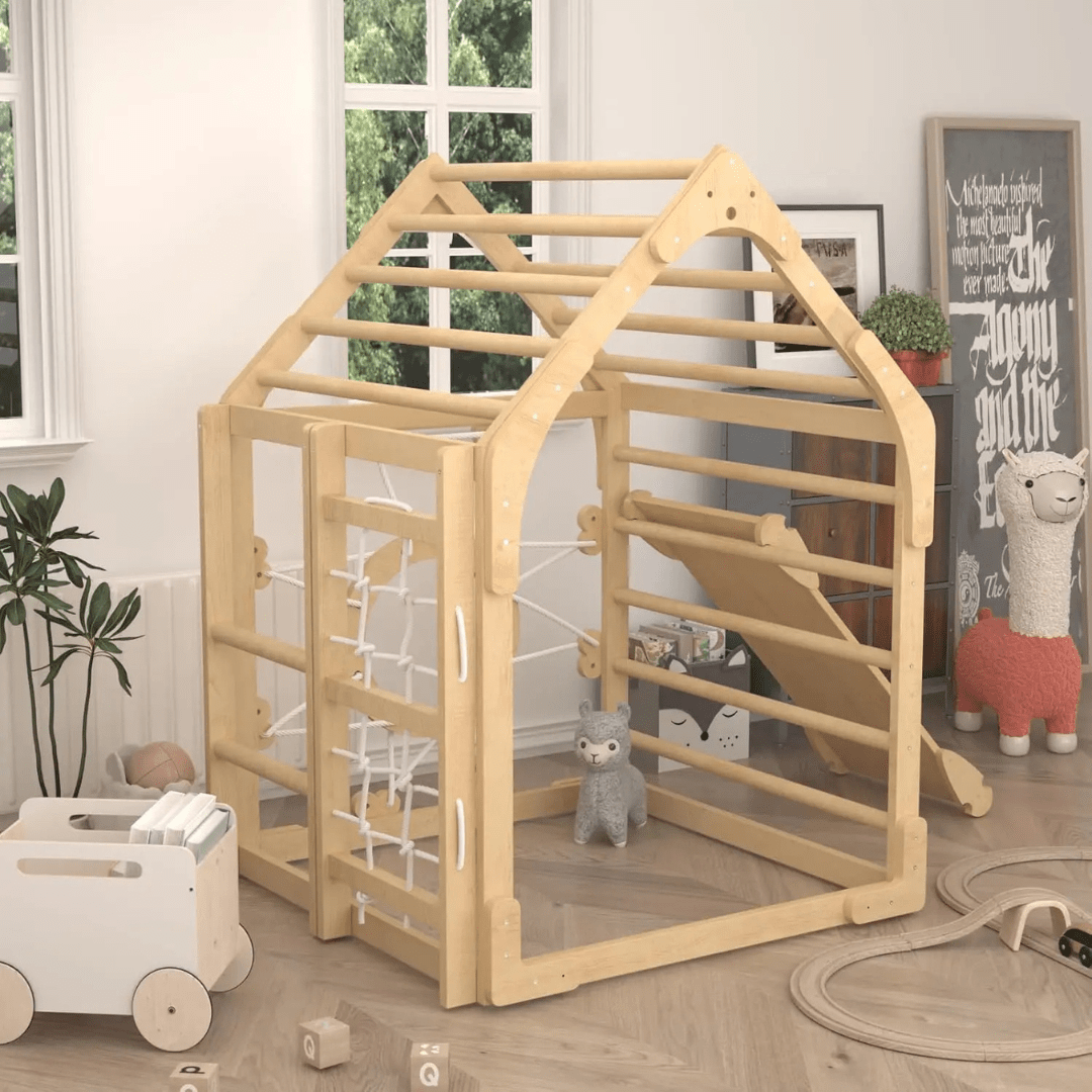 Montessori Pikler Triangle Set – Toddler Indoor Jungle Gym & Climbing Playhouse - LearnLark Montessori