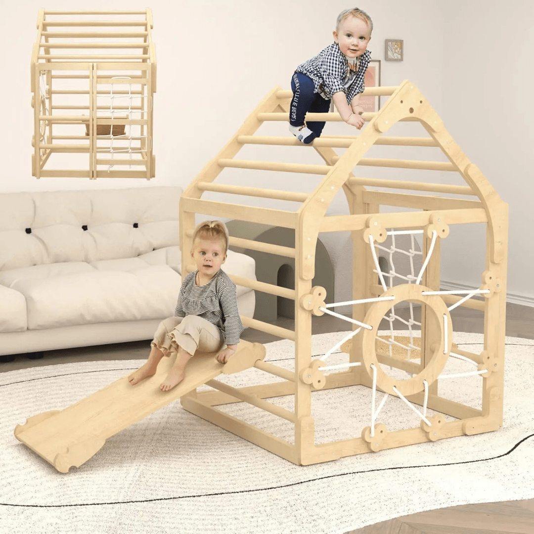 Montessori Pikler Triangle Set – Toddler Indoor Jungle Gym & Climbing Playhouse - LearnLark Montessori