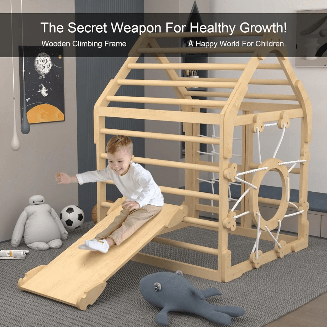 Montessori Pikler Triangle Set – Toddler Indoor Jungle Gym & Climbing Playhouse - LearnLark Montessori