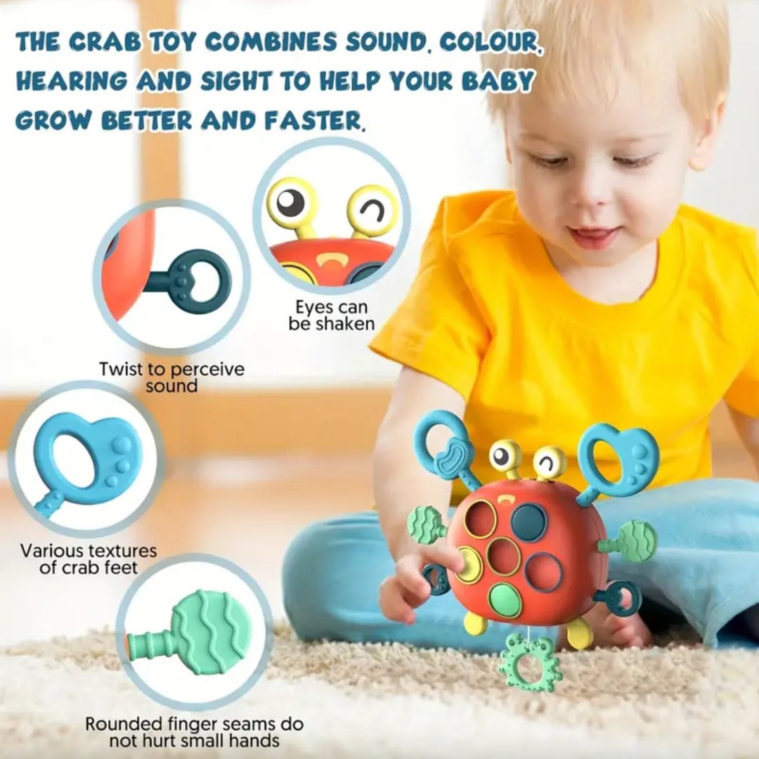 Montessori Sensory Crab Toy – Educational Pull String & Fine Motor Skills Toy for Babies - LearnLark Montessori