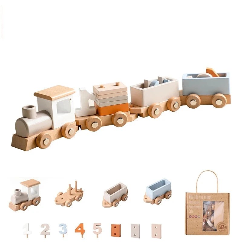 Montessori Toys Baby Educational Train Set with Numbers Stacking Shapes Modern Living Design