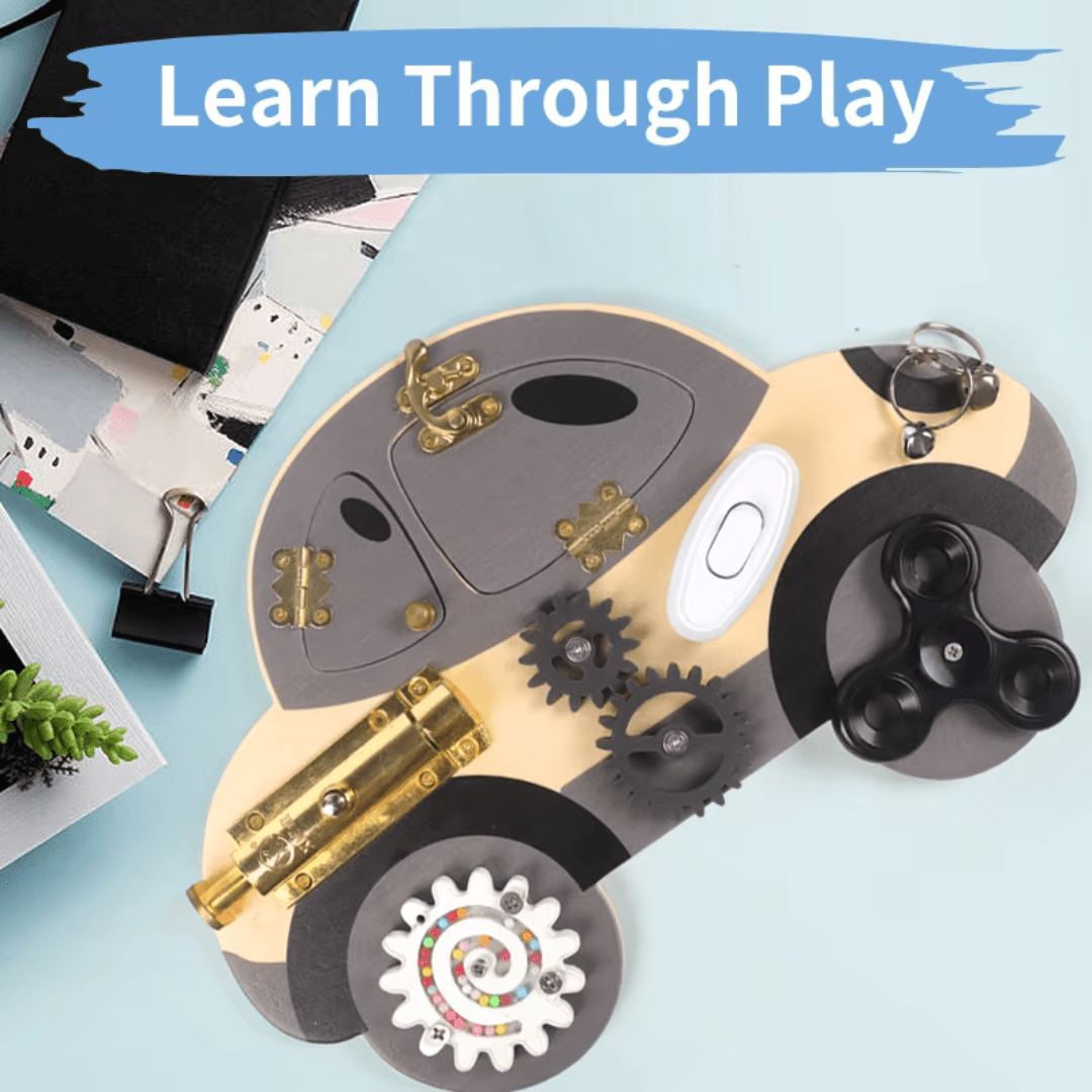 Montessori Wooden Busy Board Steering Wheel – Sensory Toy for Toddlers, Preschool & Travel Activities - LearnLark Montessori