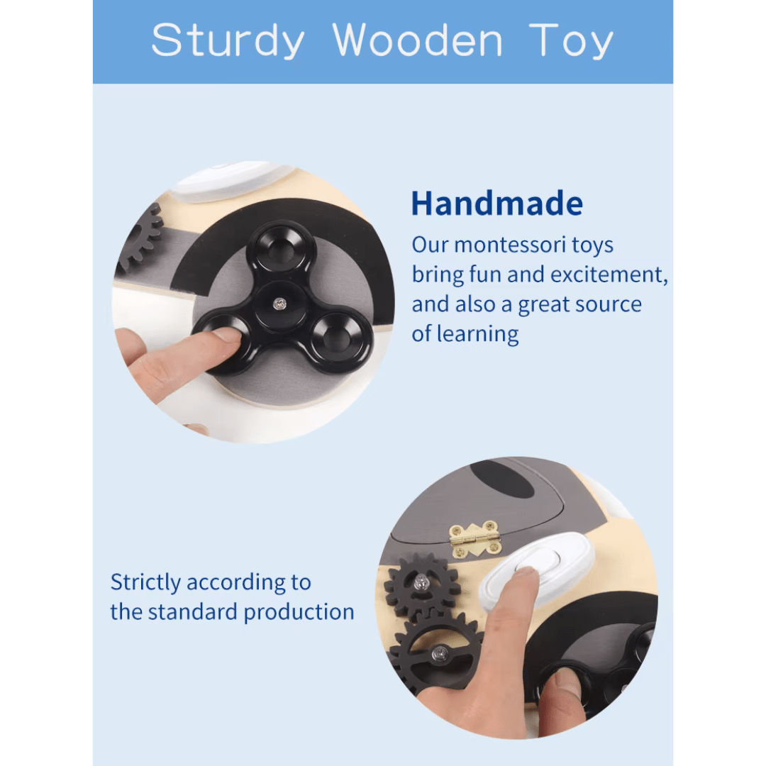 Montessori Wooden Busy Board Steering Wheel – Sensory Toy for Toddlers, Preschool & Travel Activities - LearnLark Montessori