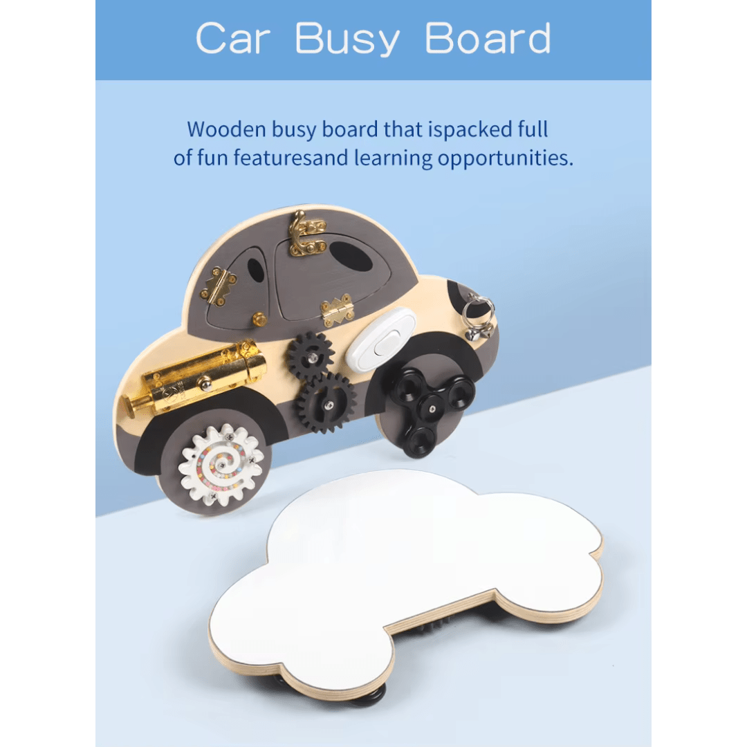 Montessori Wooden Busy Board Steering Wheel – Sensory Toy for Toddlers, Preschool & Travel Activities - LearnLark Montessori