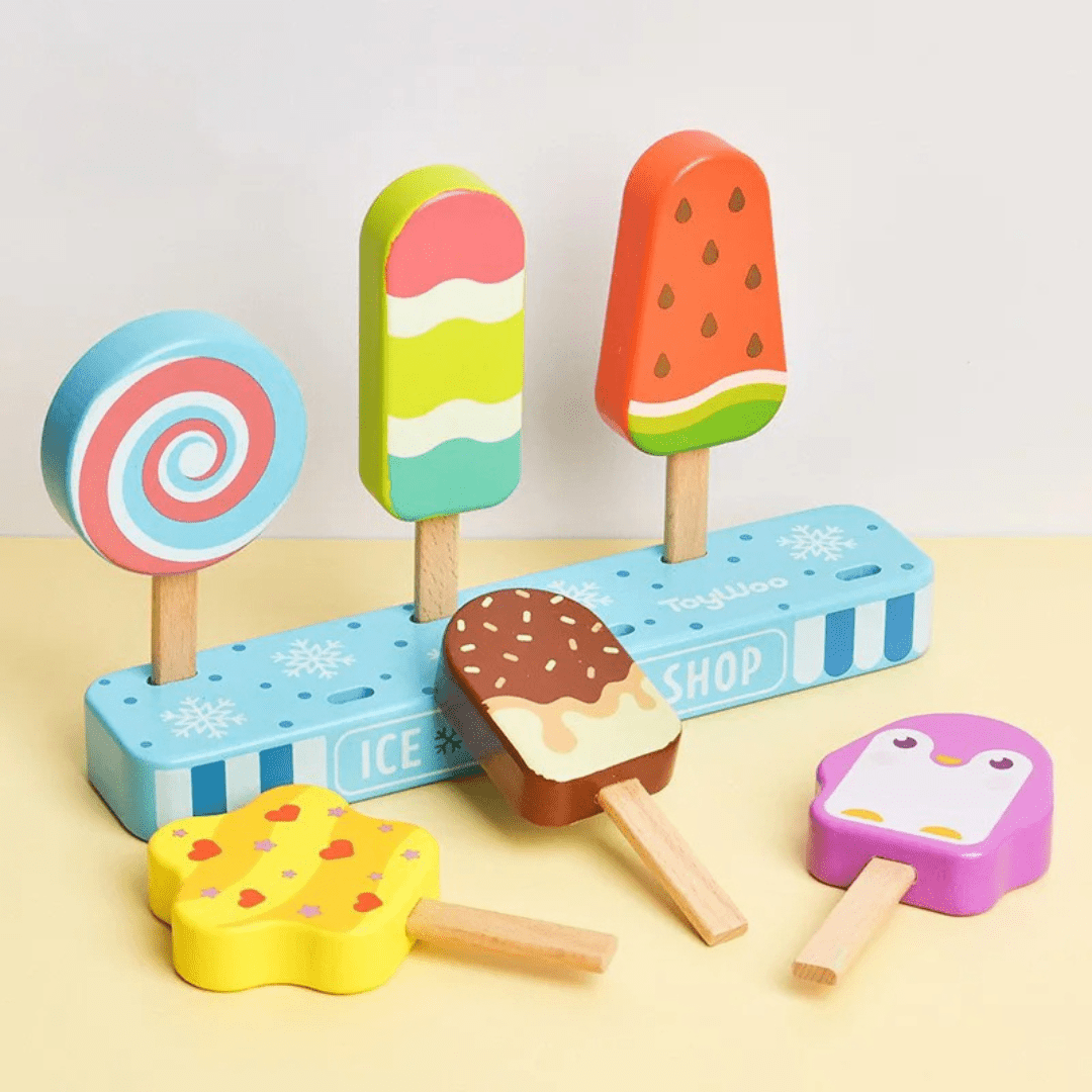 Montessori Wooden Ice Cream Playset – Pretend Food Toy for Toddlers’ Kitchen Fun - LearnLark Montessori