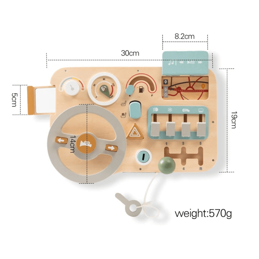 Montessori Wooden Steering Wheel Busy Board – Sensory Travel Toy for Toddlers - LearnLark Montessori