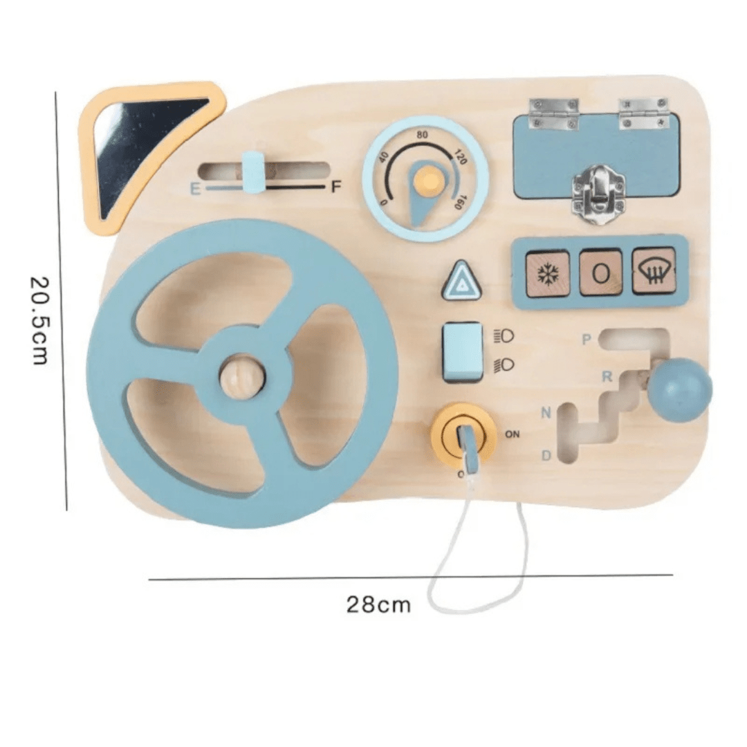 Montessori Wooden Steering Wheel Busy Board – Sensory Travel Toy for Toddlers - LearnLark Montessori