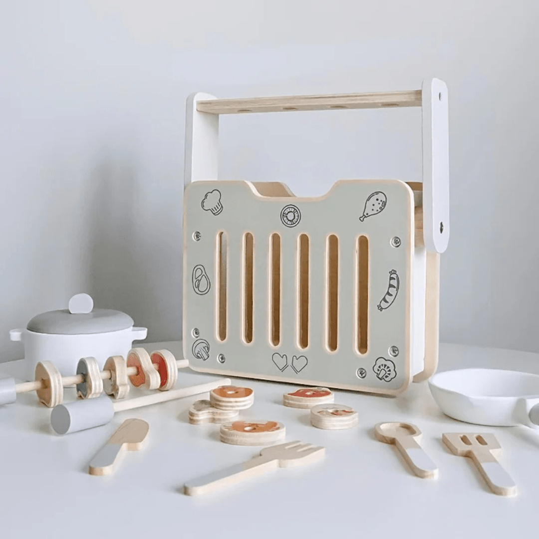 Wooden BBQ Playset for Kids – Educational Role Play Cooking Toy - LearnLark Montessori