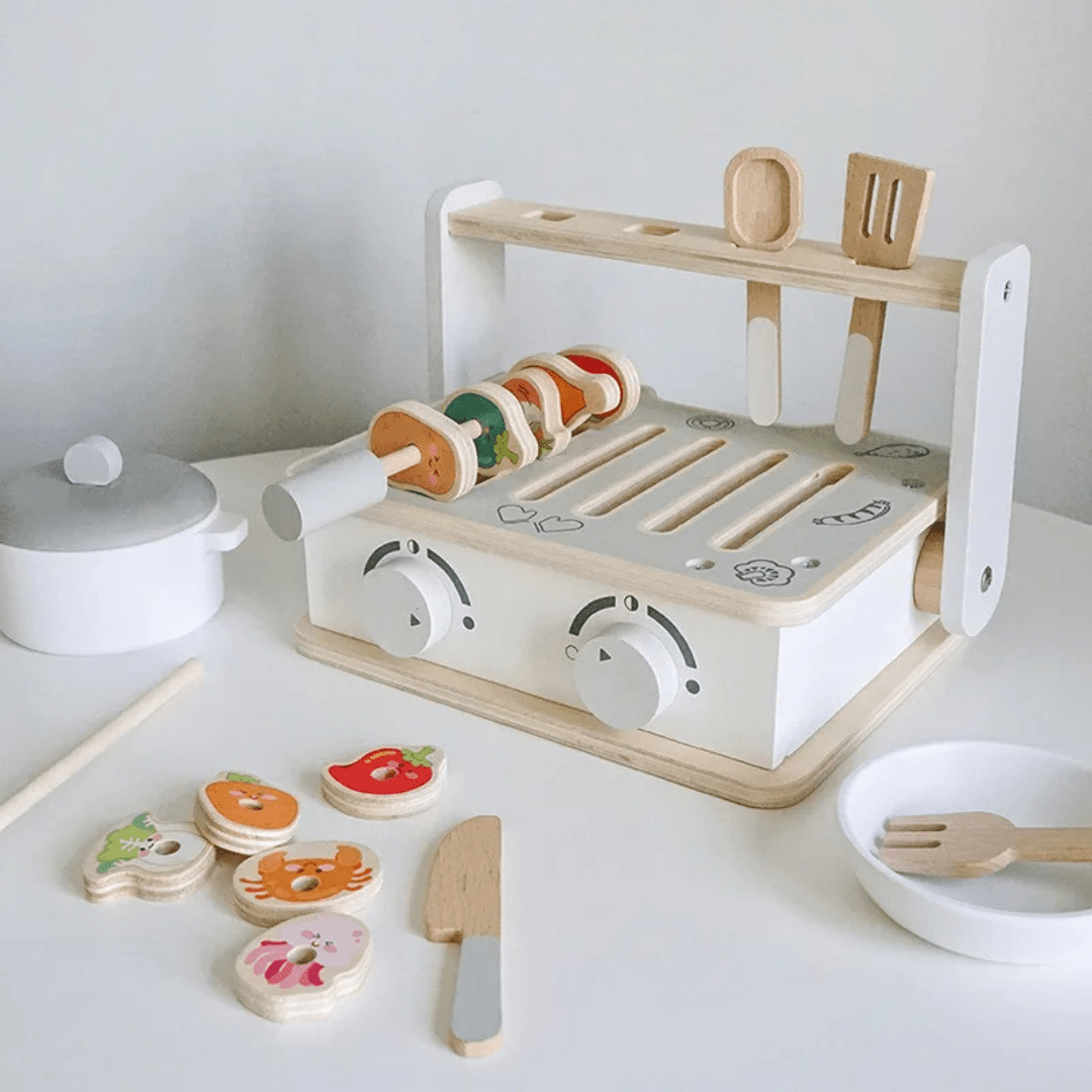 Wooden BBQ Playset for Kids – Educational Role Play Cooking Toy - LearnLark Montessori