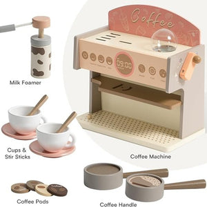 Wooden Coffee Maker Playset – Kids Pretend Play Toy for Children - LearnLark Montessori