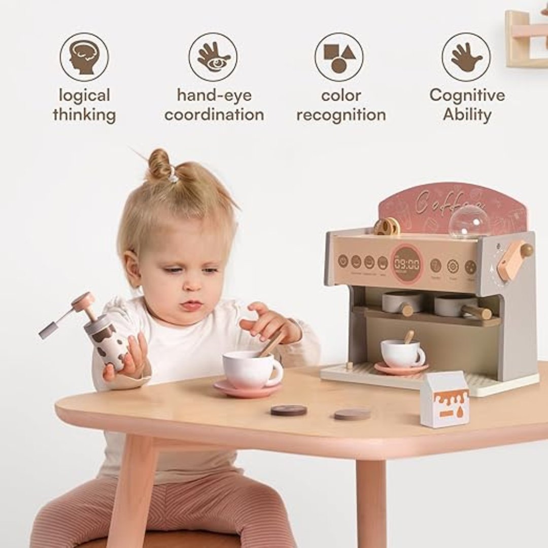 Wooden Coffee Maker Playset – Kids Pretend Play Toy for Children - LearnLark Montessori