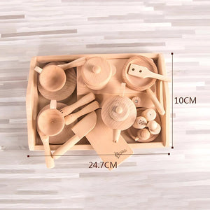 Wooden Kids Kitchen Set – Montessori Cooking Toys & Tea Pots Play Set - LearnLark Montessori