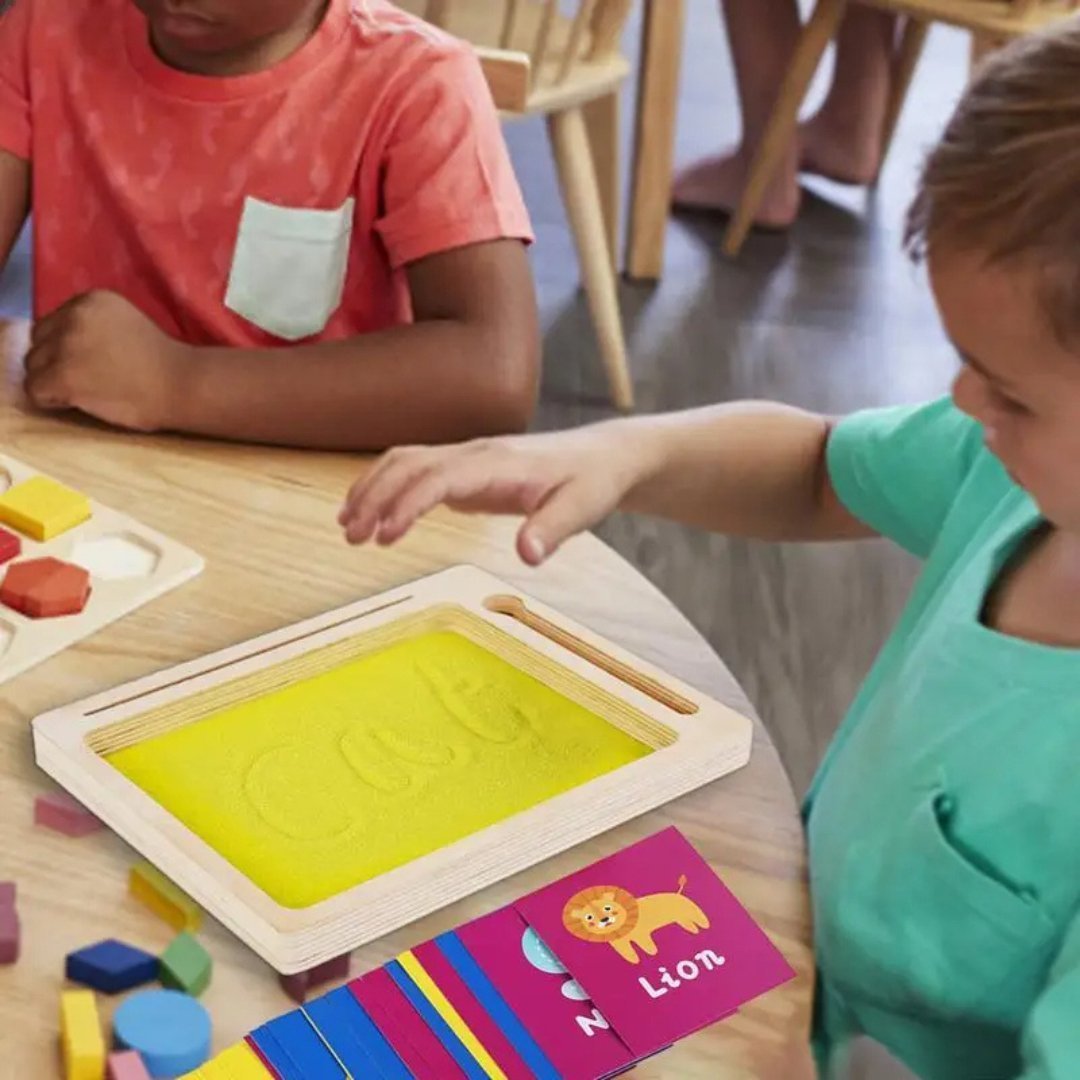 Wooden Sand Tray for Kids - Montessori Early Learning Toy - LearnLark Montessori